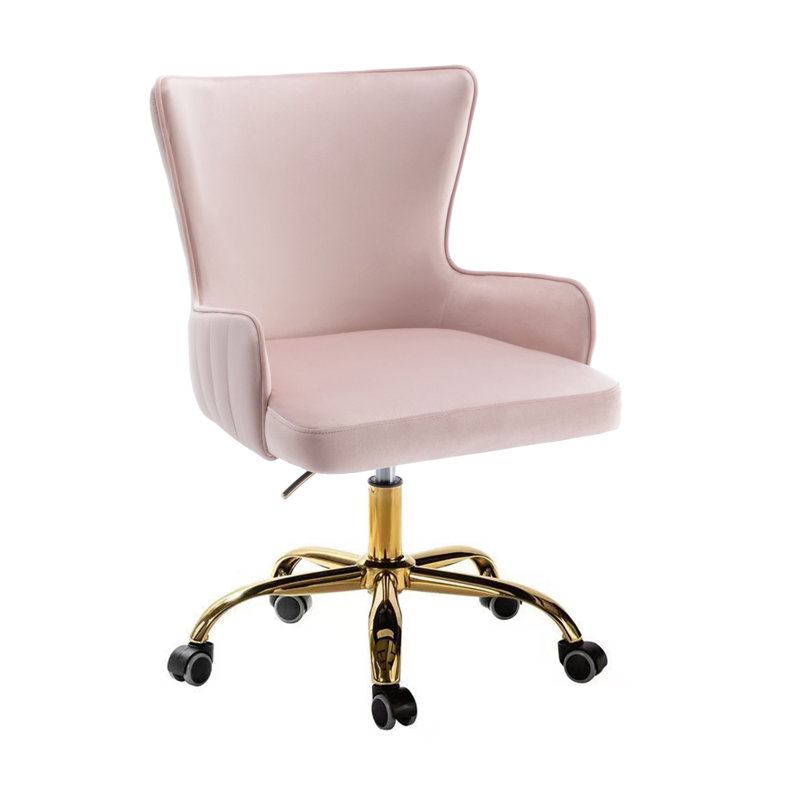Fauteuil de bureau à oreilles Anzly, Rose