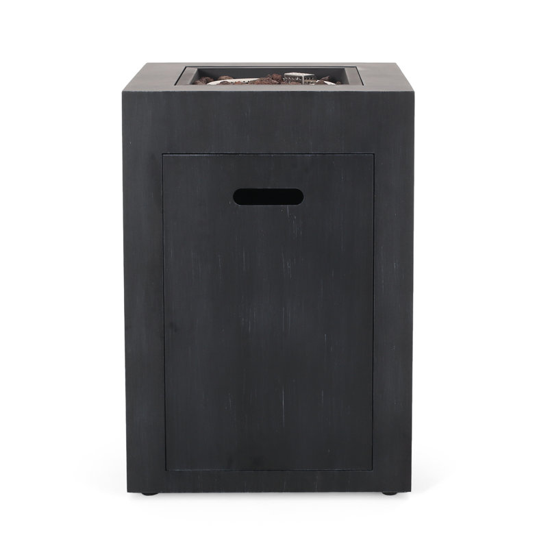 Foyer carré 19,5 ", 30 000, cadre en fer, réservoir de propane inclus, fer extérieur noir X 29,66", réservoir
