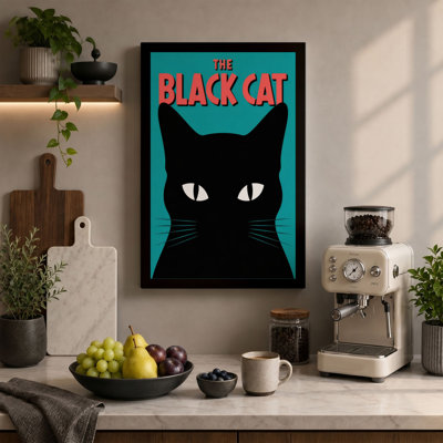 The Black Cat Retro - Wrapped Canvas