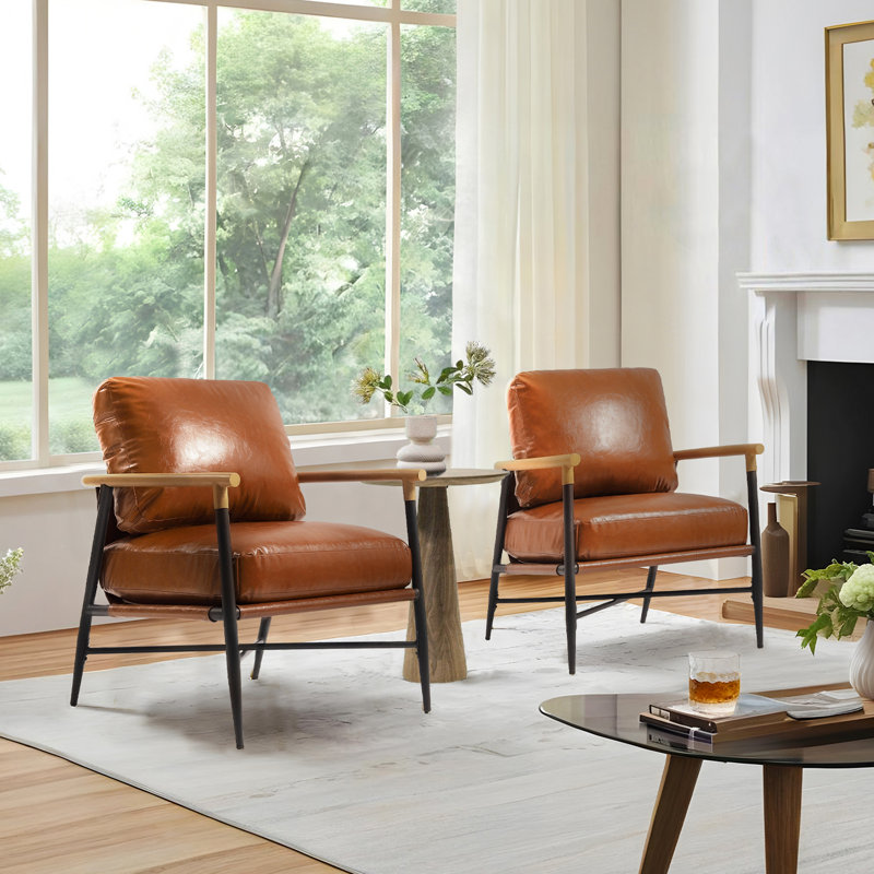 Fauteuil d'appoint en cuir Dajauna
