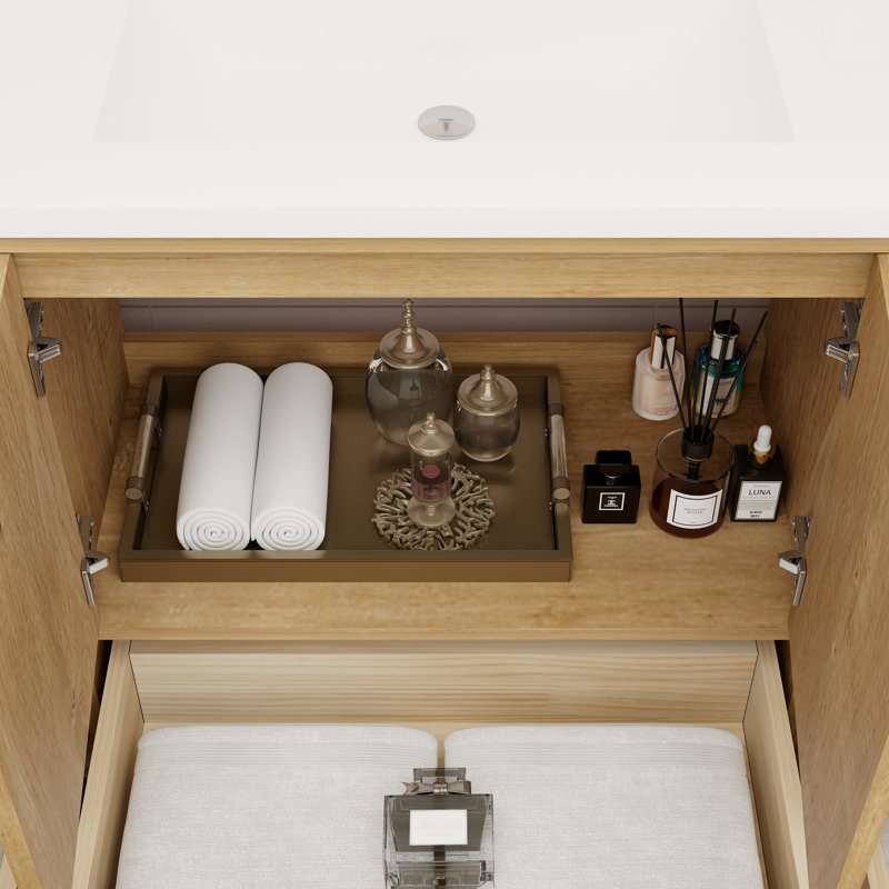 Victoria 59'' Single Bathroom Vanity with Acrylic Top, Oak