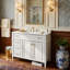 Meuble-lavabo autoportant moderne 36 po avec lavabo en céramique, armoire en bois massif avec tiroir rabattable et support de porte intégré, quincaillerie dorée (blanc / vert)-145793173
