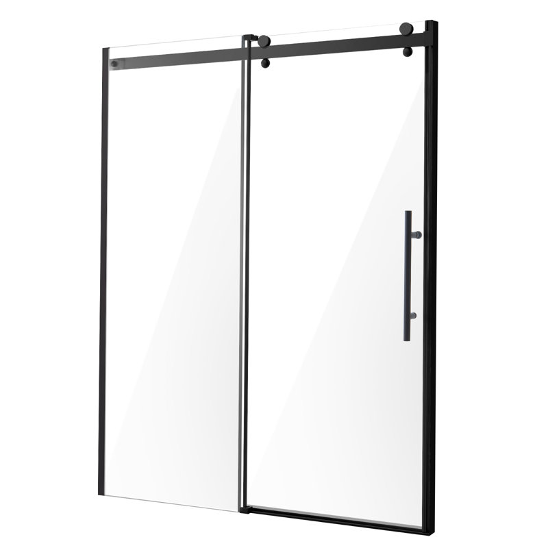 Porte de douche sans cadre 58-59 x 75 en verre trempé transparent 5/16 en noir mat