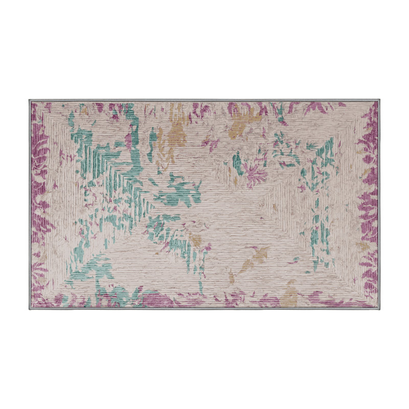 Machine Washable Gray Area Rug, Rectangle 4' x 6'