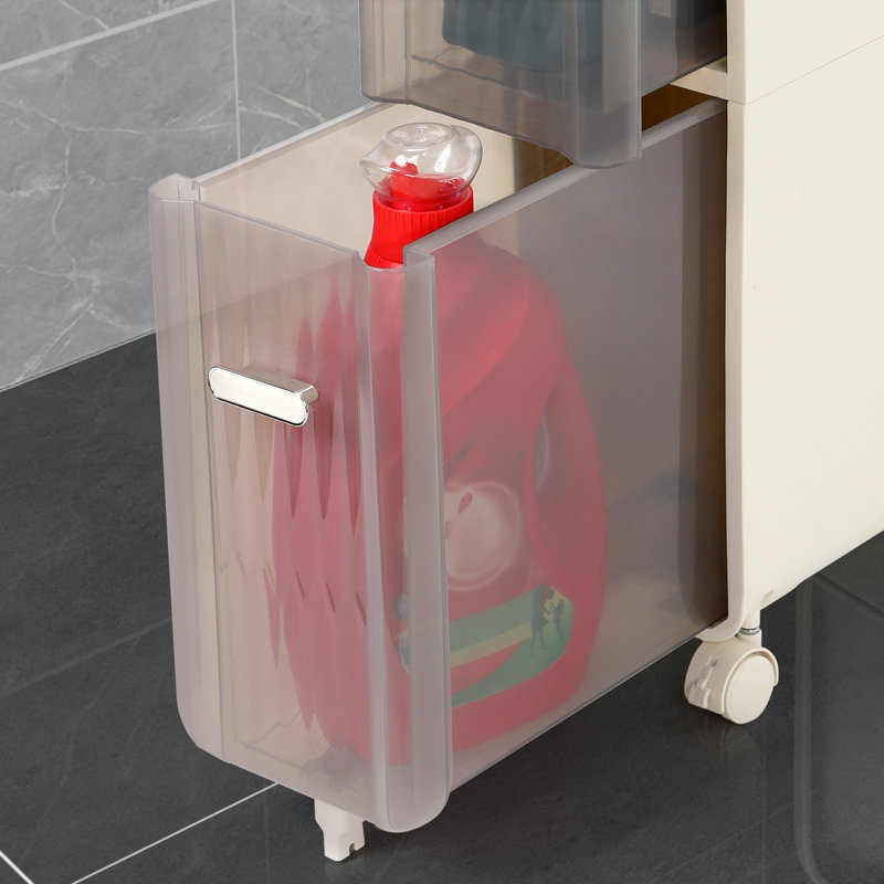 Rayla Plastic / Acrylic Freestanding Bathroom Shelves, White/Transparent