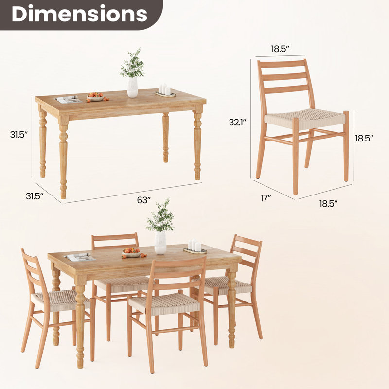Ensemble de salle à manger rectangulaire pour restaurant de L 63 po x l 31,5 po, Naturel, Naturel, Beige