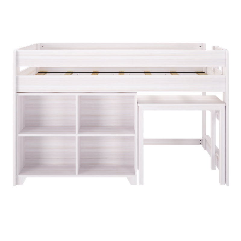 Lit mezzanine simple Decimus, Blanc délavé