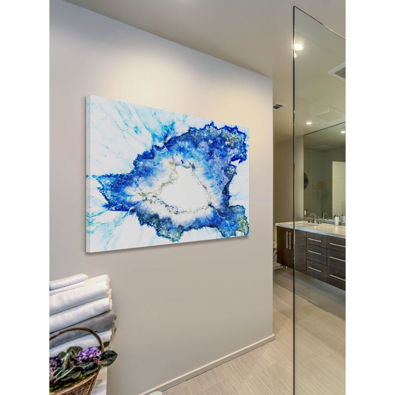 « blue splash », reproduction d’art sur toile tendue, H 30 po x l 45 po x P 1,5 po