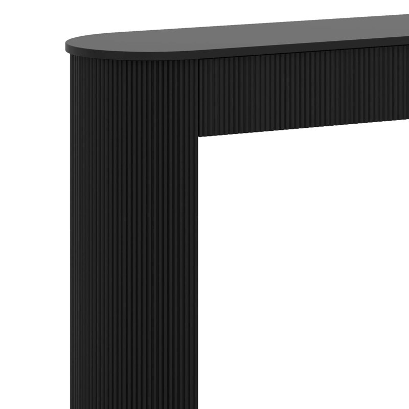 Console moderne avec design cannelé, plateau ovale et 2 tiroirs, Noir