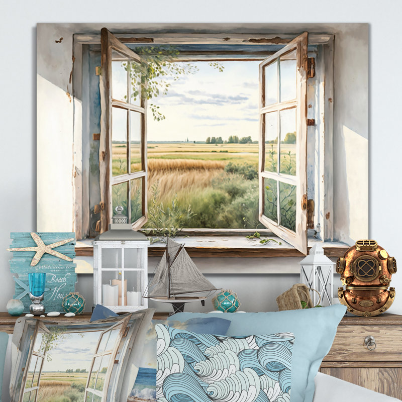 Window to Landscape Views IV - Print on Canvas, 30" H x 40" W, Wrapped Canvas