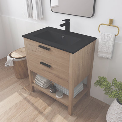 Contreplaqué de meuble-lavabo 30 po avec 2 tiroirs (LPB01030IMO-BL9075BK)