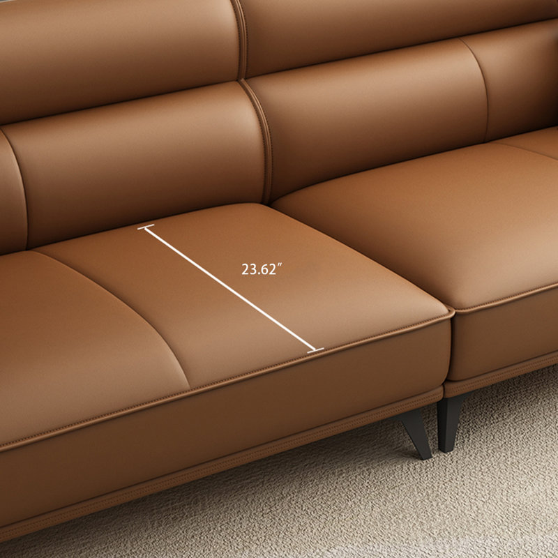 Canapé modulaire brun en cuir véritable, Brun, 4, H 33,46 po x l 110,24 po x P 37,4 po