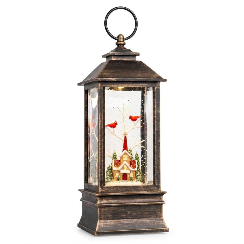 Musical Red Truck Snow Globe Lantern with Swirling Glitter