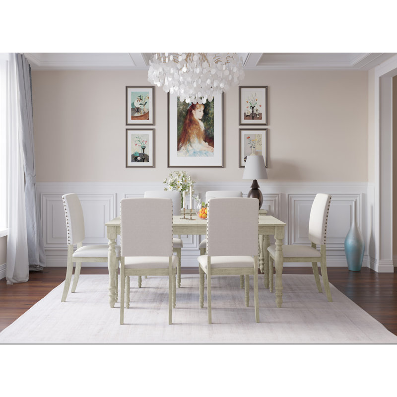 Candace 6 - Person Four Leg Dining Set, Antique Gray