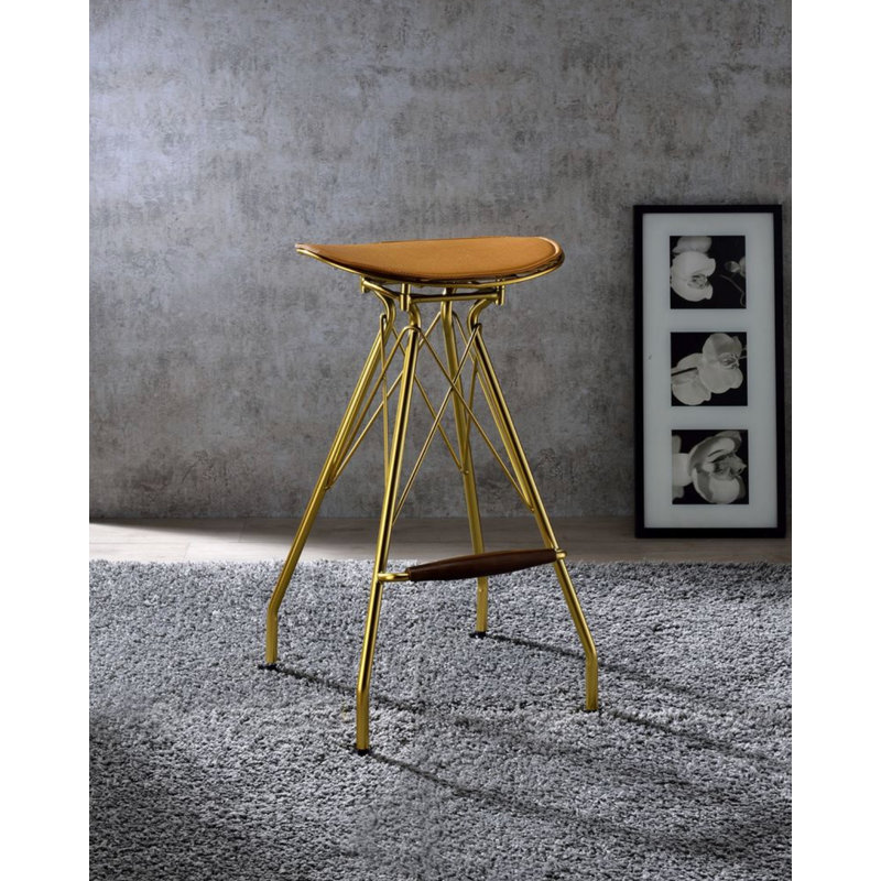 Tabouret de bar Whiskey en cuir synthétique et finition dorée (ensemble de 2)
