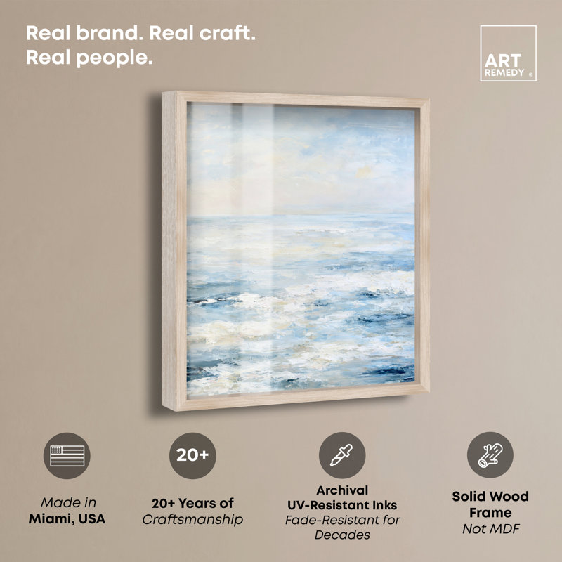 Décoration murale bord de mer Foam Crêtes IV Shadowbox, H 20 po x l 16 po, Cadre en chêne naturel