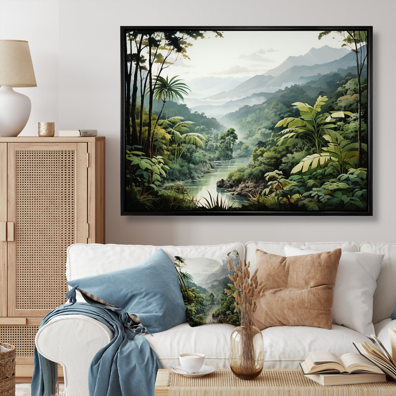 «Tropical Wilderness Escape IV», reproduction sur toile, Encadrement doré, H 16 po x l 32 po