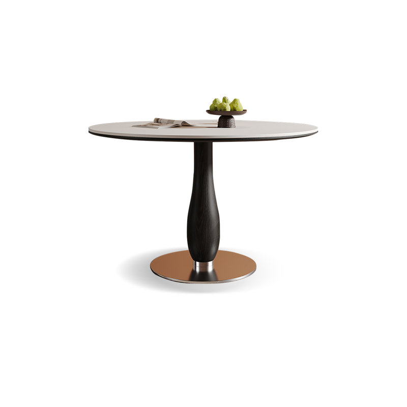 White Round Sintered Stone Dining table, 29.53"H x 39.37"L x 39.37"W