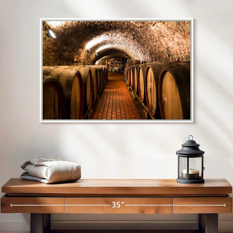 Barils de vin Winery, Cadre flottant blanc, 25 po x 17 po