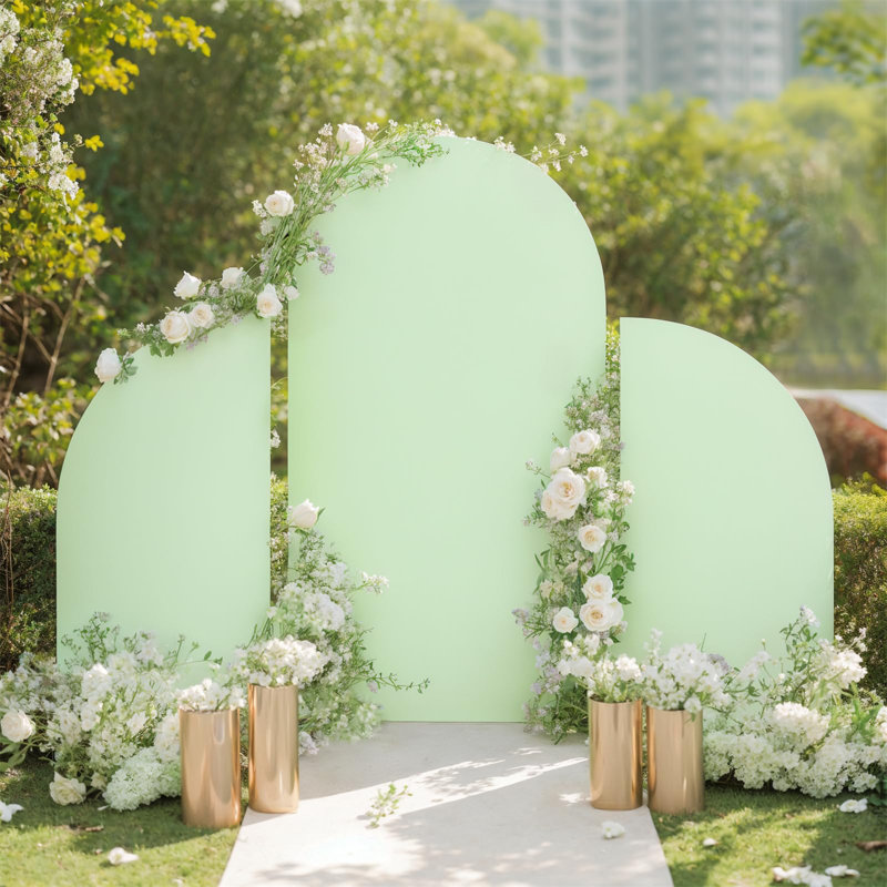 Ensemble de tissu de mariage en toile de fond 3 pièces en housses de spandex lavables double face, Vert