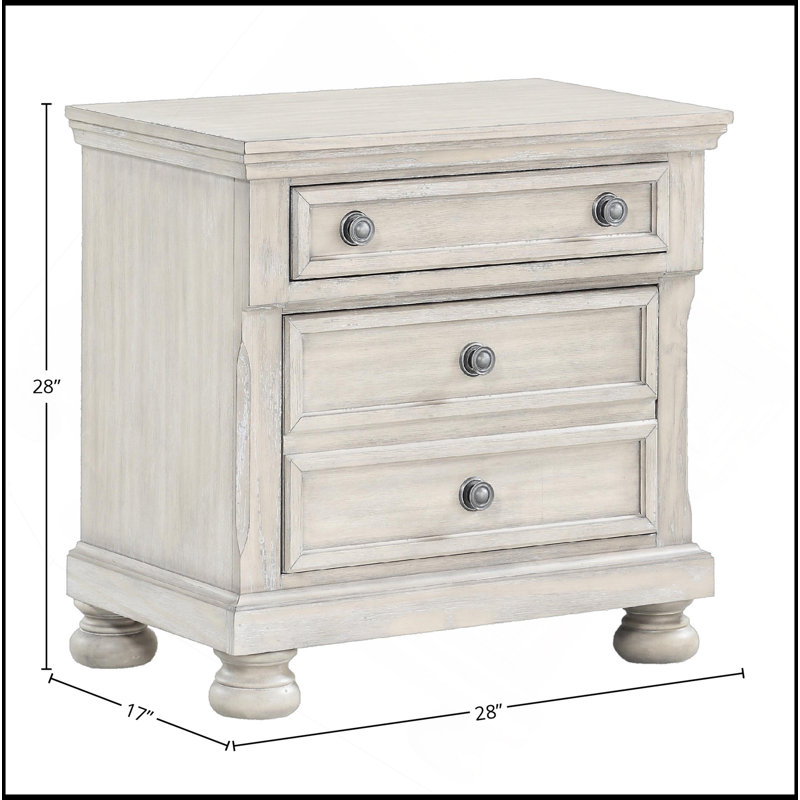 Table de chevet deux tiroirs gris antique