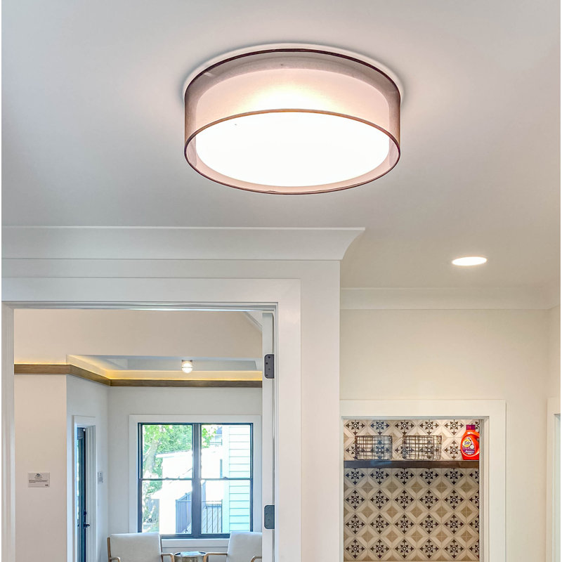 Jessalyn LED Flush Mount, 5.5" H x 20" W x 20" D, Black Organza