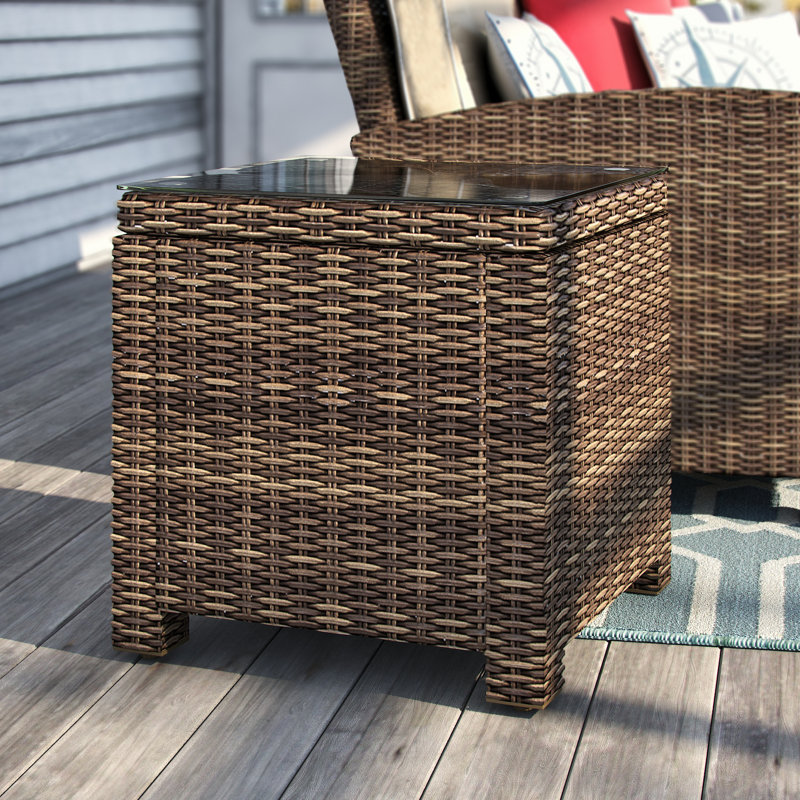 Munguia Square Metal Outdoor Side Table , 20'' in. W 20'' in. D, Brown