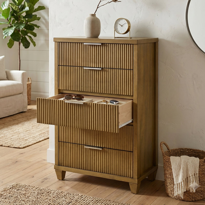Commode 5 tiroirs Aurelin, Chêne antique