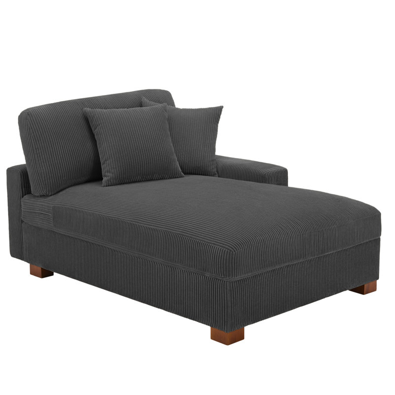 Chaise longue surdimensionnée en velours côtelé vert avec accoudoirs et coussins Milbrey, Vert, Face à la gauche