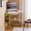Bureau en coin Lambrecht avec tablettes de rangement, bureau d'ordinateur triangulaire avec plateau à clavier et étagères pour petits espaces, bureau d'écriture compact à 90 degrés pour bureau d'ordinateur personnel, salon, chambre à coucher