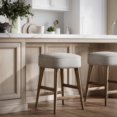 Donavan Mid-Century Modern Upholstery Backless Counter Barstool