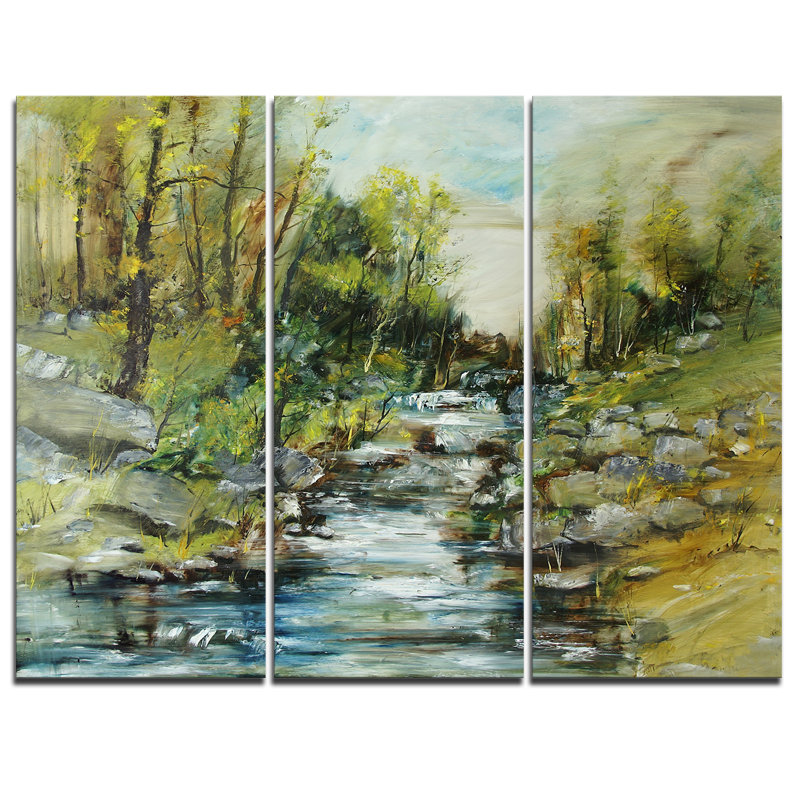 Ensemble de 3 reproductions d’art sur toile tendue rocky terrain avec creek