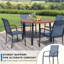 Ensemble de salle à manger 5 pièces pour l'extérieur, table ronde en métal avec 4 chaises bleu clair, table de patio en noyer avec trou de parasol pour jardin, cour, patio-235662566