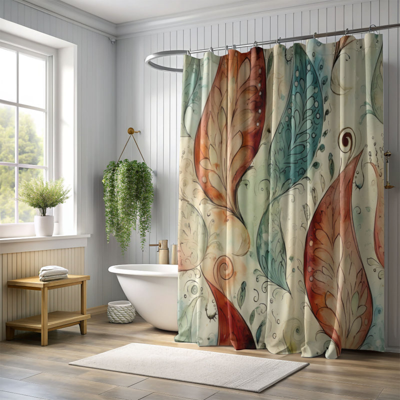 Old Paisley - Rideau de douche Premium, H 74 po x l 71 po