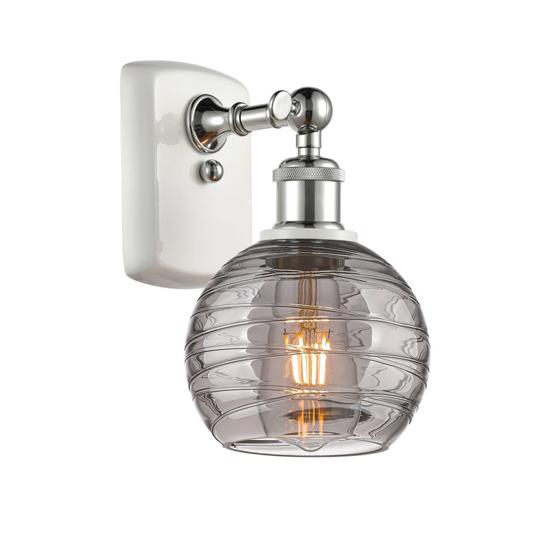 Luminaire suspendu sphère simple 1 lumière Metter 6SM, Chrome poli blanc