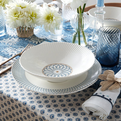 Porcelain Modern Deco Set of 4 Pasta Bowls