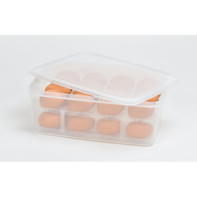 Contenant alimentaire rectangulaire en plastique avec couvercle 32 œufs Omnlware