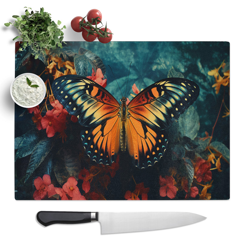 Butterfly Photograph 8K  Glass Chopping Board