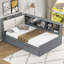 Lit plateforme en bois avec lit gigogne, tablettes et tête de lit-107364928-107364925