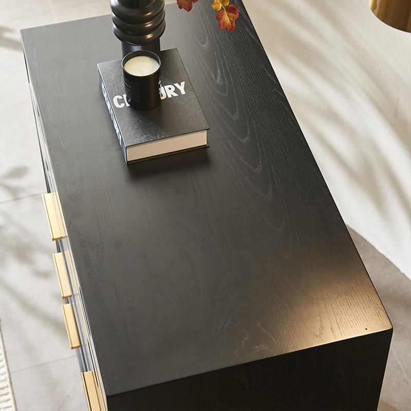 Modern Black Solid Wood Accent Cabinet