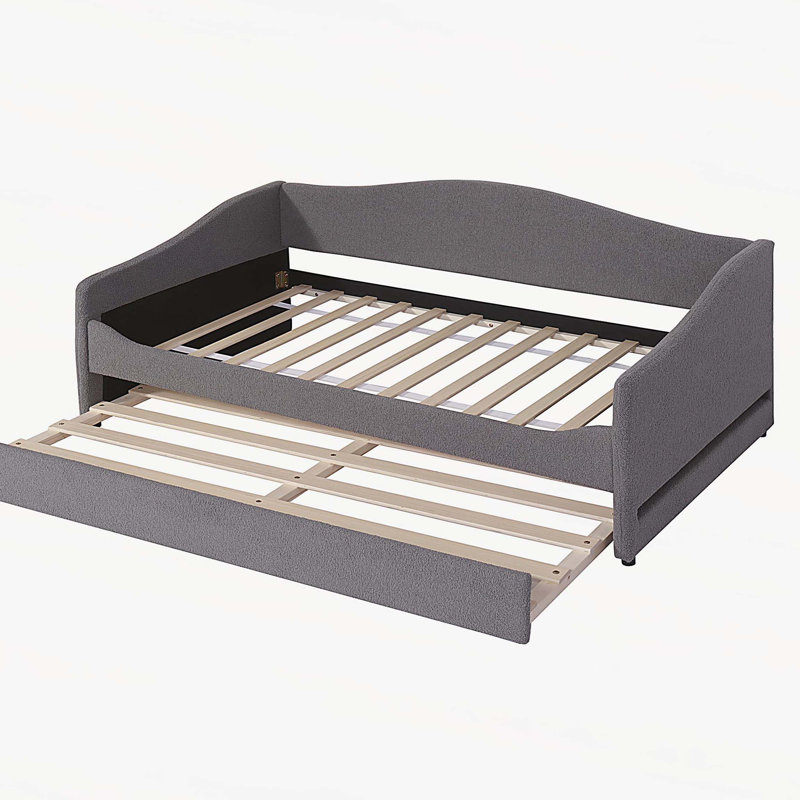 Lit de jour rembourré Teddy, Lit simple, Gris