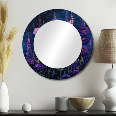 Wildflower Mauve minuit Bloom I - miroir décoratif floral imprimé sur métal