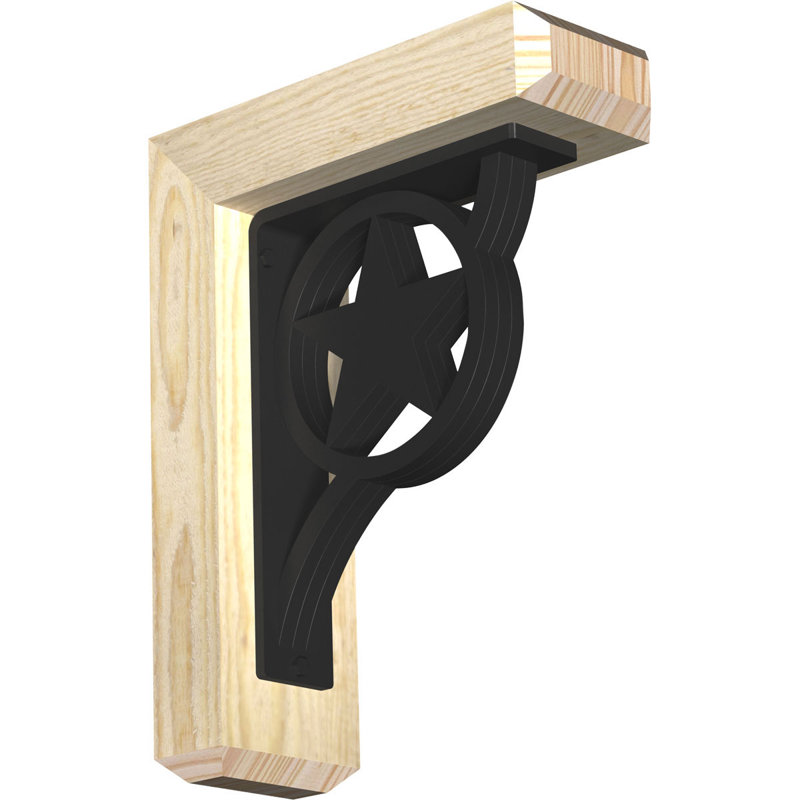 Austin 4" Triple Brace Craftsman Ironcrest Bracket, 14"H x 11 1/2"D, 3 1/2"W x 2"T Douglas Fir (Smooth)