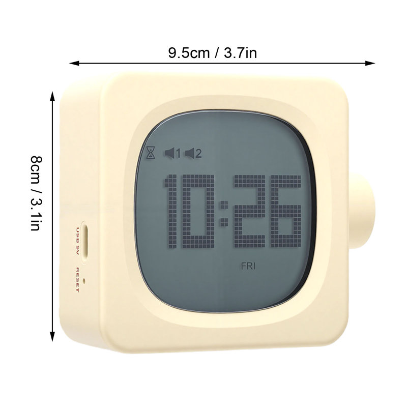 Vintage Cube Smart Alarm Clock with Night Light Rotating Switch Rechargeable Bedside