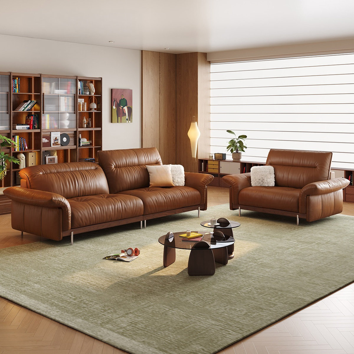 Latitude Run® Brown Genuine Leather 2 - Piece Living Room Set | Wayfair