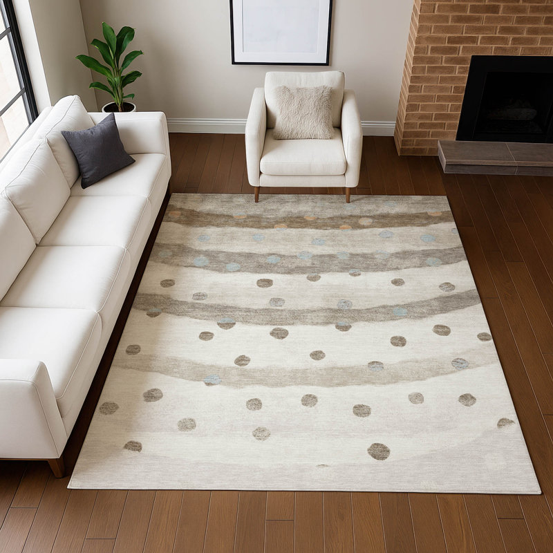 Tapis intérieur / extérieur lavable à la machine Chantille ACN2696, Ivoire ivoire, 10 pi x 14 pi