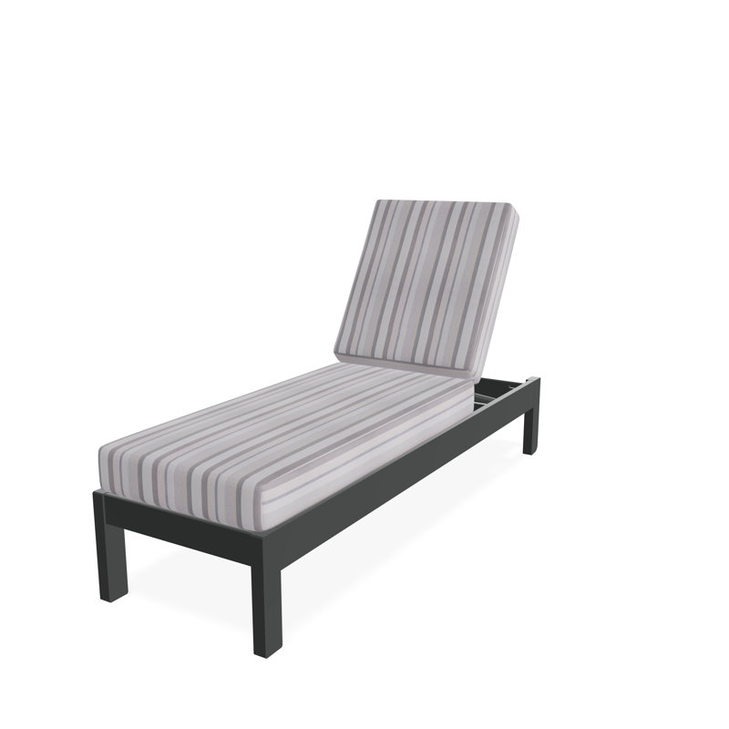 Leeward Marine Grade Polymer Deep Seating Cushion Three Position Lay-flat Armless Chaise, Graphite, Sensory Dove