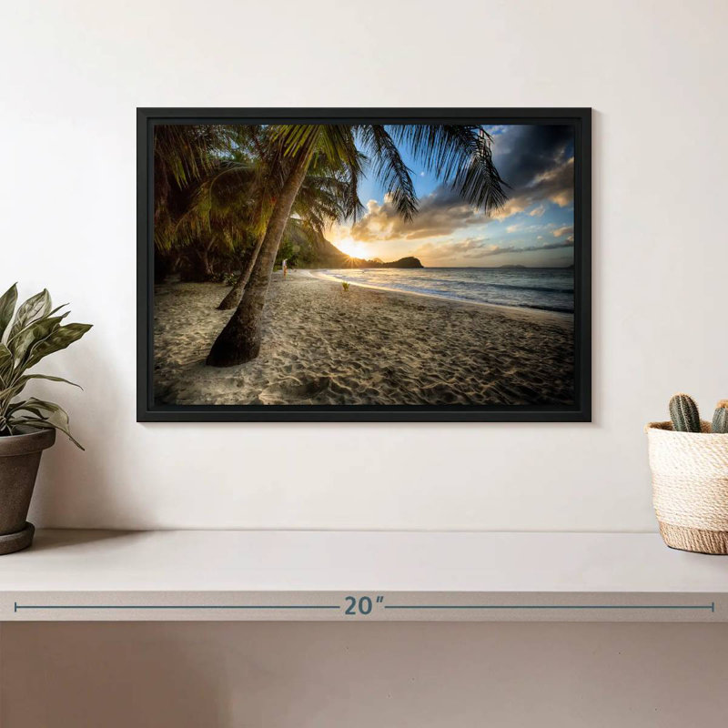 Scénique côte des Caraïbes, Cadre flottant noir, 13 po x 9 po