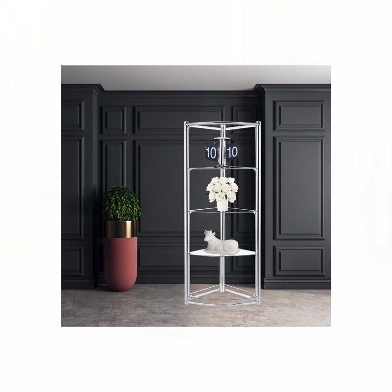 Triangle Display Shelf Tempered Glass/Chrome Frame