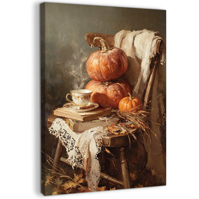 Automne, art mural sur toile citrouille, art d'automne, art rustique chaleureux, toile tendue sur châssis, photos d'automne, décoration murale pour le salon, la chambre à coucher, l'entrée, le cadeau de l'Action de grâce, 12 x 18